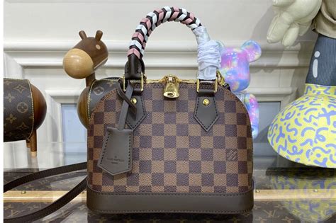 louis vuitton alma bb damier ebene fake|lv handbag with braided handle.